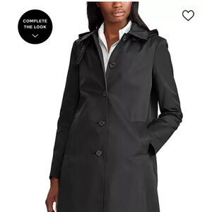 Women's Black Hooded rain Coat medium